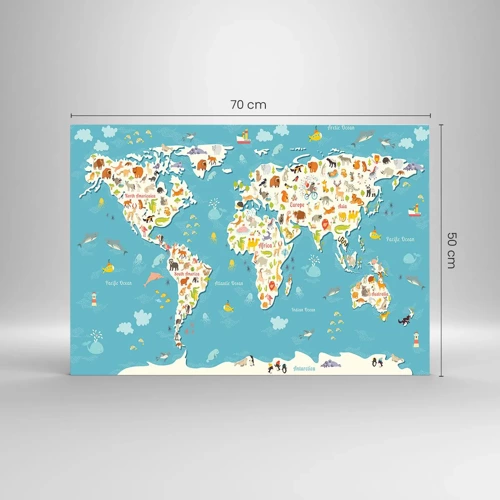 Obraz na skle - Milujeme celý svět - 70x50 cm