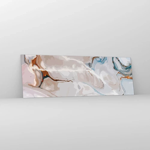 Obraz na skle - Modré meandry pod bílou - 90x30 cm