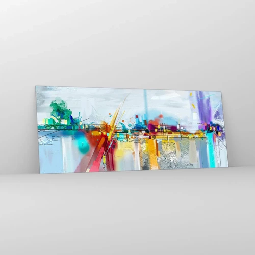 Obraz na skle - Most radosti nad řekou života - 100x40 cm