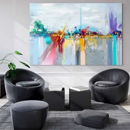 Obraz na skle - Most radosti nad řekou života - 100x70 cm