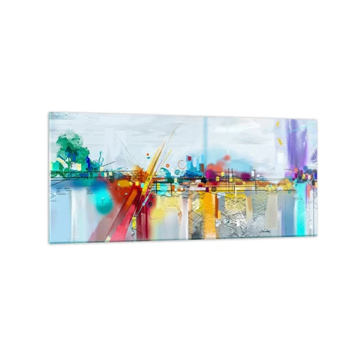 Obraz na skle - Most radosti nad řekou života - 120x50 cm