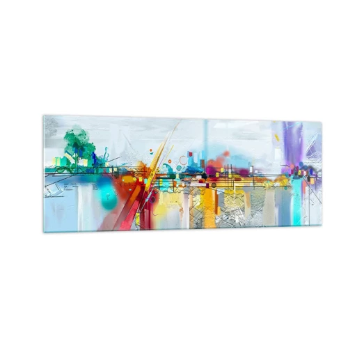 Obraz na skle - Most radosti nad řekou života - 140x50 cm