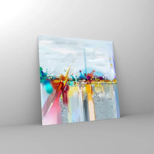 Obraz na skle - Most radosti nad řekou života - 70x70 cm