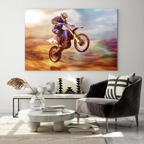 Obraz na skle - Motocyklová závrať - 70x50 cm