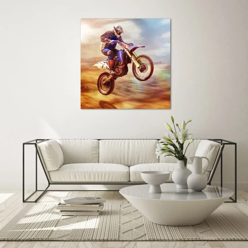 Obraz na skle - Motocyklová závrať - 70x70 cm