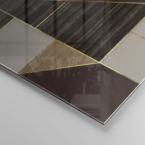 Obraz na skle - Mozaika hnědé a zlaté - 40x40 cm