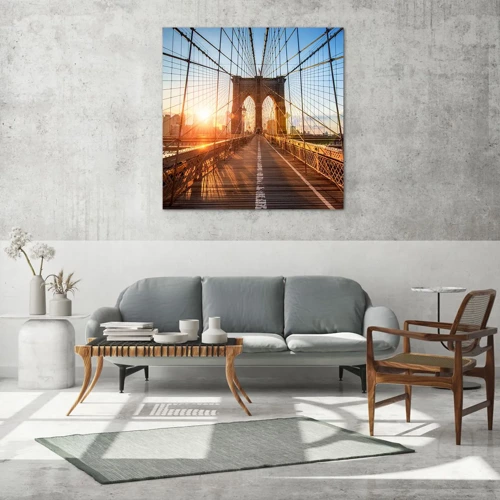 Obraz na skle - Na zlatém mostě - 30x30 cm