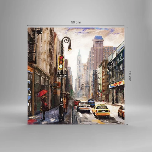 Obraz na skle - New York – barevný i v dešti - 50x50 cm