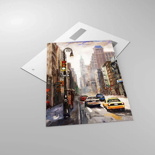 Obraz na skle - New York – barevný i v dešti - 70x100 cm