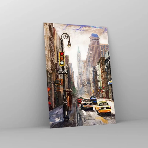 Obraz na skle - New York – barevný i v dešti - 70x100 cm