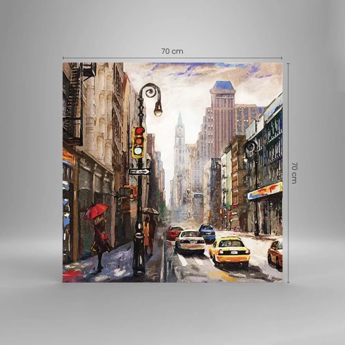 Obraz na skle - New York – barevný i v dešti - 70x70 cm