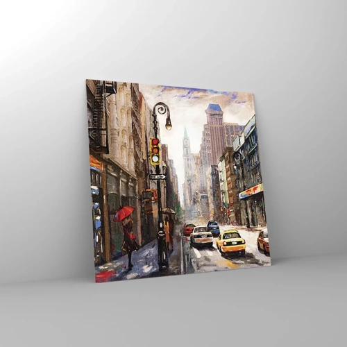 Obraz na skle - New York – barevný i v dešti - 70x70 cm