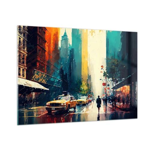 Obraz na skle - New York – tady je i déšť barevný - 100x70 cm