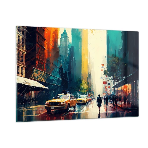 Obraz na skle - New York – tady je i déšť barevný - 120x80 cm