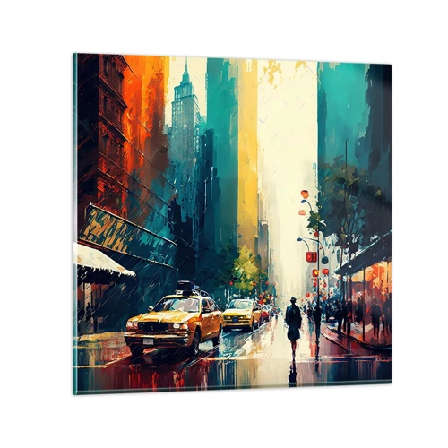 Obraz na skle - New York – tady je i déšť barevný - 40x40 cm