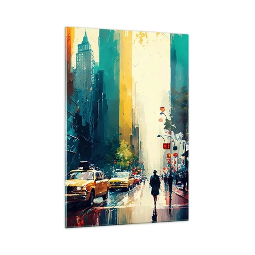 Obraz na skle - New York – tady je i déšť barevný - 70x100 cm