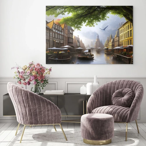 Obraz na skle - Nizozemská městská krajinka - 70x50 cm