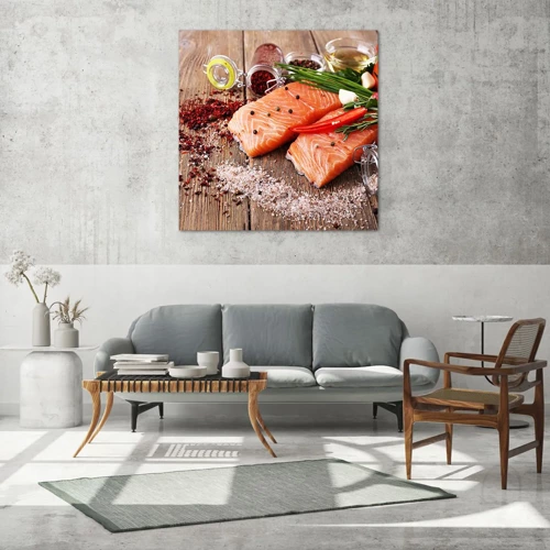 Obraz na skle - Norské dobrodružství v kuchyni - 30x30 cm