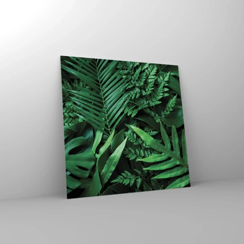 Obraz na skle - Objaté v zeleni - 50x50 cm