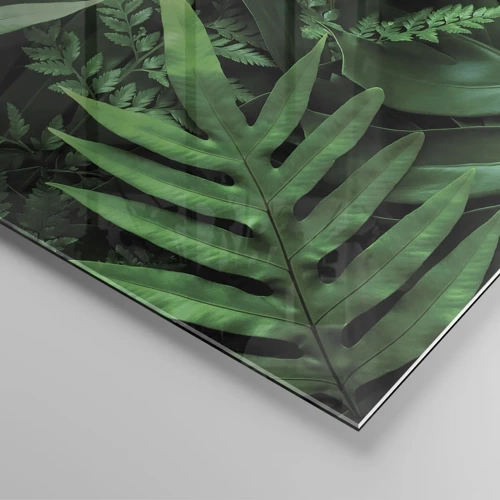 Obraz na skle - Objaté v zeleni - 70x50 cm