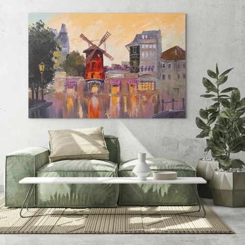 Obraz na skle - Pařížské ikony – Moulin Rouge - 100x70 cm