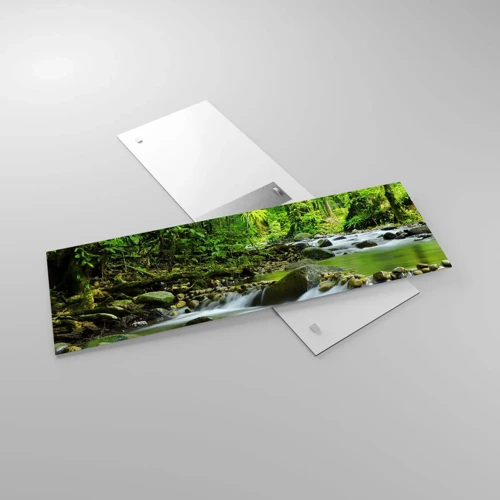 Obraz na skle - Plout mořem zeleně - 90x30 cm