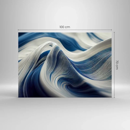 Obraz na skle - Plynulost modré a bílé - 100x70 cm