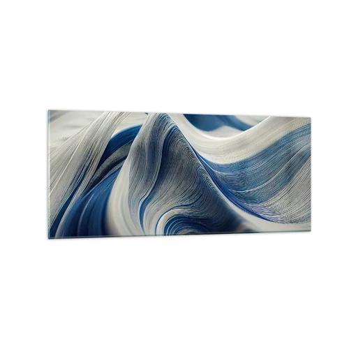 Obraz na skle - Plynulost modré a bílé - 120x50 cm