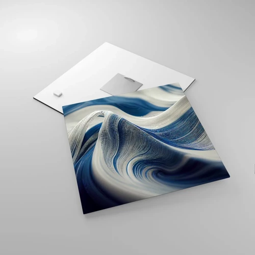 Obraz na skle - Plynulost modré a bílé - 30x30 cm