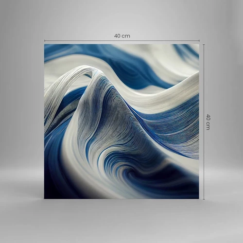 Obraz na skle - Plynulost modré a bílé - 40x40 cm