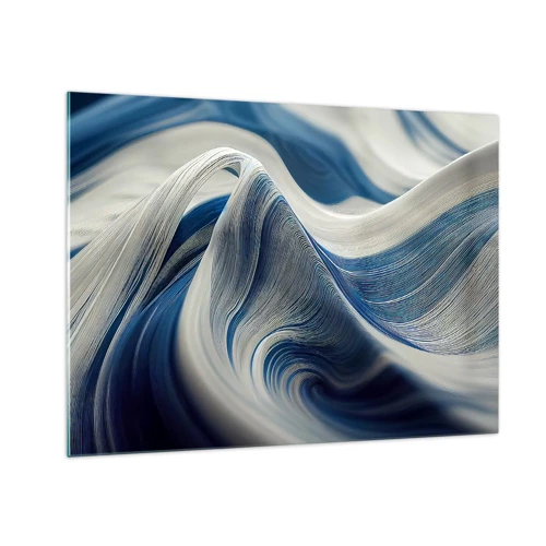 Obraz na skle - Plynulost modré a bílé - 70x50 cm