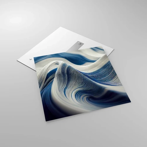 Obraz na skle - Plynulost modré a bílé - 70x70 cm
