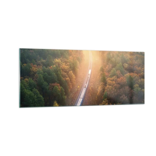 Obraz na skle - Podzimní cesta - 100x40 cm