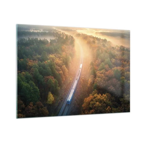 Obraz na skle - Podzimní cesta - 100x70 cm