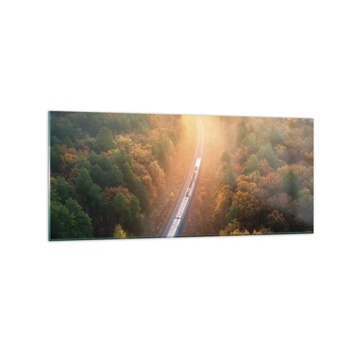 Obraz na skle - Podzimní cesta - 120x50 cm