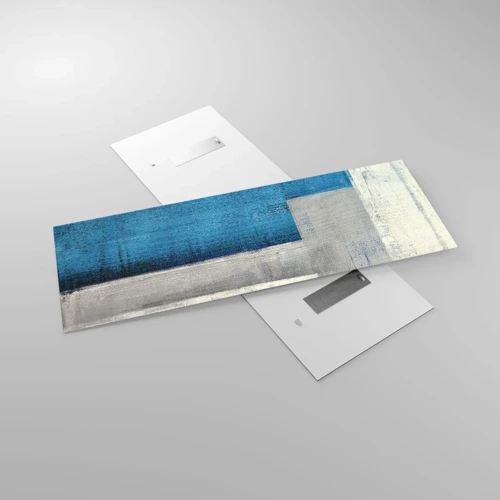 Obraz na skle - Poetická kompozice šedé a modré - 140x50 cm