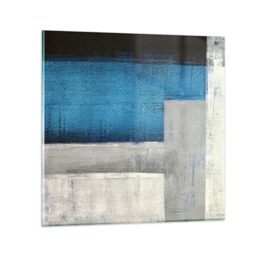 Obraz na skle - Poetická kompozice šedé a modré - 30x30 cm