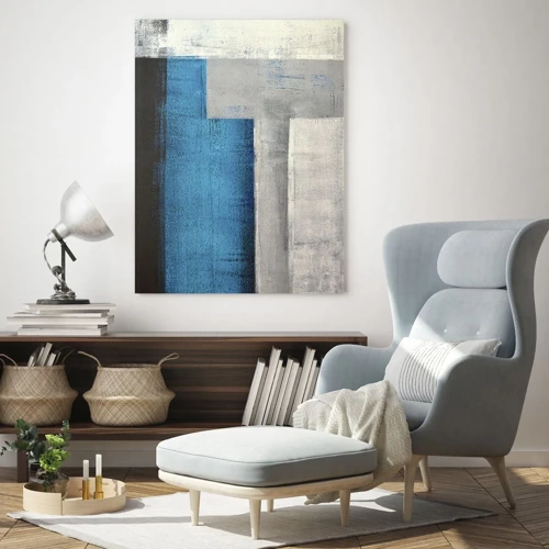 Obraz na skle - Poetická kompozice šedé a modré - 50x70 cm