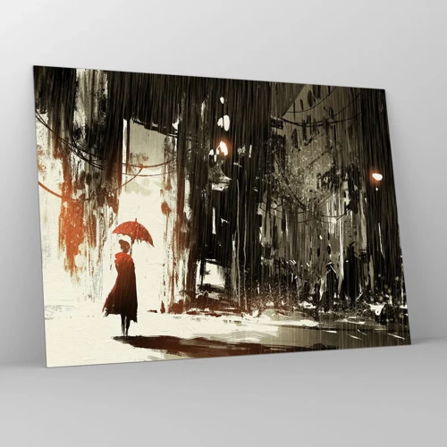 Obraz na skle - Poezie červeného deštníku - 70x50 cm