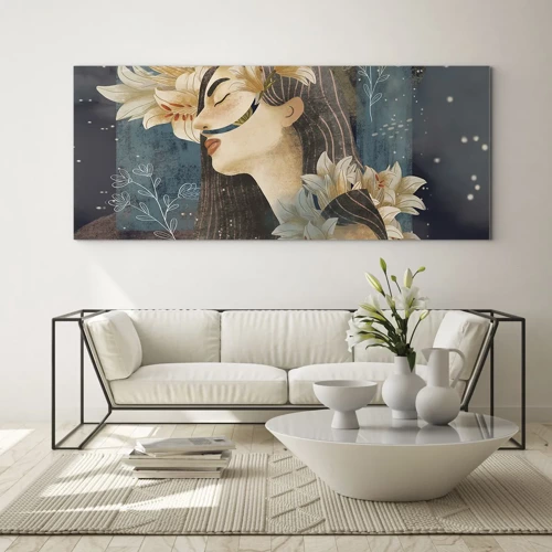 Obraz na skle - Pohádka o princezně s liliemi - 120x50 cm