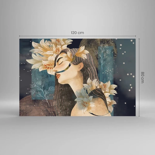 Obraz na skle - Pohádka o princezně s liliemi - 120x80 cm