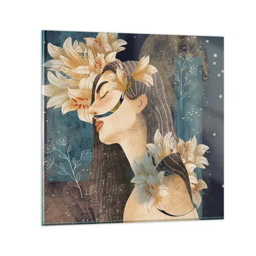 Obraz na skle - Pohádka o princezně s liliemi - 40x40 cm