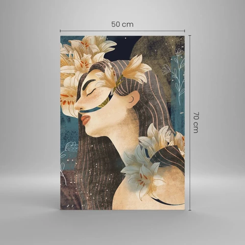 Obraz na skle - Pohádka o princezně s liliemi - 50x70 cm
