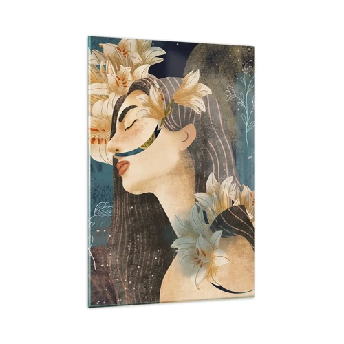 Obraz na skle - Pohádka o princezně s liliemi - 80x120 cm