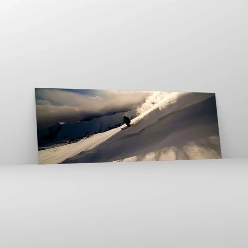 Obraz na skle - Přijatá výzva hor - 140x50 cm
