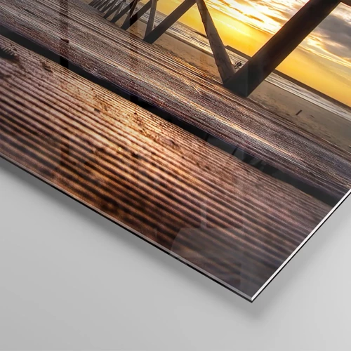 Obraz na skle - Přímo na tichou pláž při západu slunce - 120x50 cm