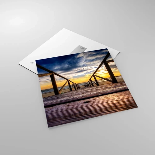 Obraz na skle - Přímo na tichou pláž při západu slunce - 60x60 cm