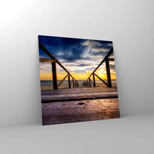 Obraz na skle - Přímo na tichou pláž při západu slunce - 60x60 cm