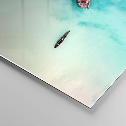 Obraz na skle - Protože na plážích Zanzibaru, když je přebytek vody… - 140x50 cm