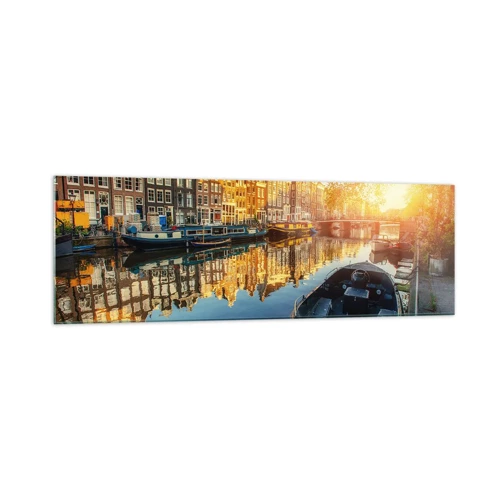 Obraz na skle - Ráno v Amsterdamu - 160x50 cm